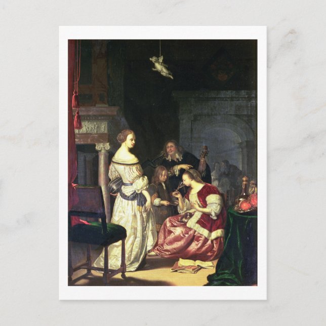 Der Maler mit seiner Familie, 1675 (Öl auf Tafel) Postkarte (Vorderseite)