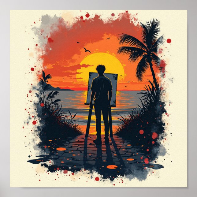 Der Maler war erstaunt über sein Bild Poster (Vorne)