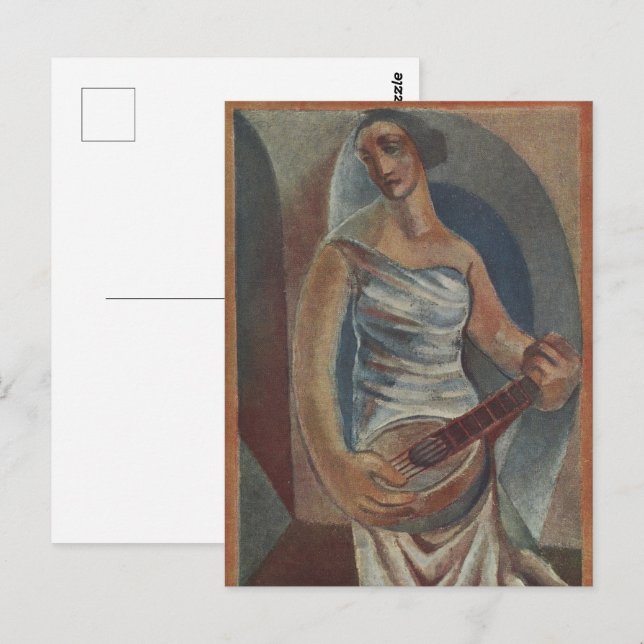 Der Mandolin-Player von Juan Gris Postkarte (Vorne/Hinten)
