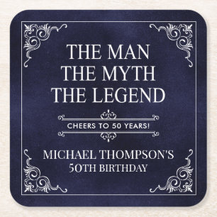 Der Mann der Mythos der Legende 50. Geburtstag Bla Rechteckiger Pappuntersetzer