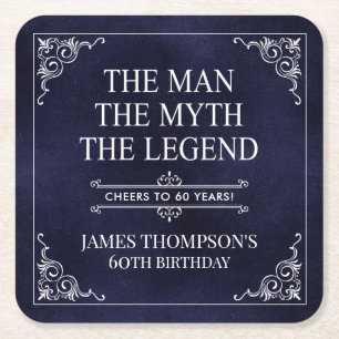 Der Mann der Mythos der Legende 60. Geburtstag Bla Rechteckiger Pappuntersetzer