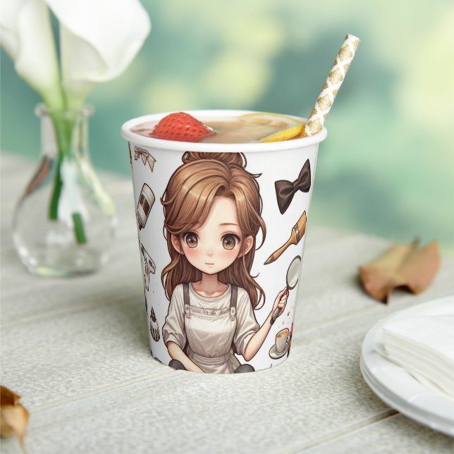 Der Mann, die Frau. 1 Papiertasse Pappbecher (In Situ)