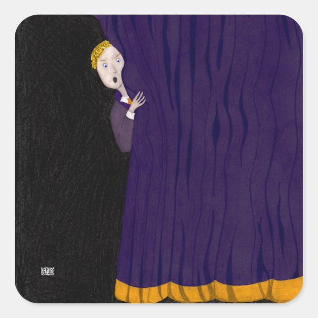 Der Mann hinter dem Vorhang Quadratischer Aufkleber (Vorderseite)