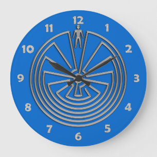 Der Mann im Labyrinth - Silber Große Wanduhr