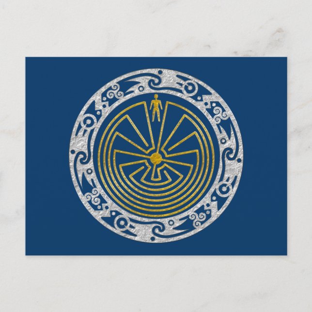 Der Mann im Maze - Gold im Ornament Postkarte (Vorderseite)