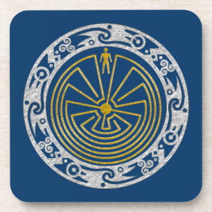 Der Mann im Maze - Gold im Ornament Untersetzer