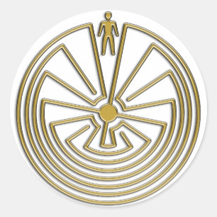 Der Mann im Maze - Gold Runder Aufkleber