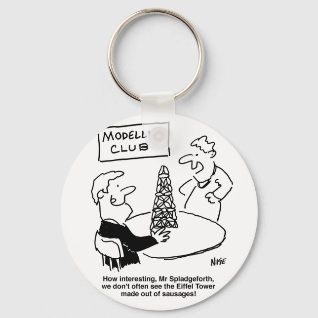 Der Mann im Modeling Club macht einen Eiffelturm.  Schlüsselanhänger (Vorderseite)