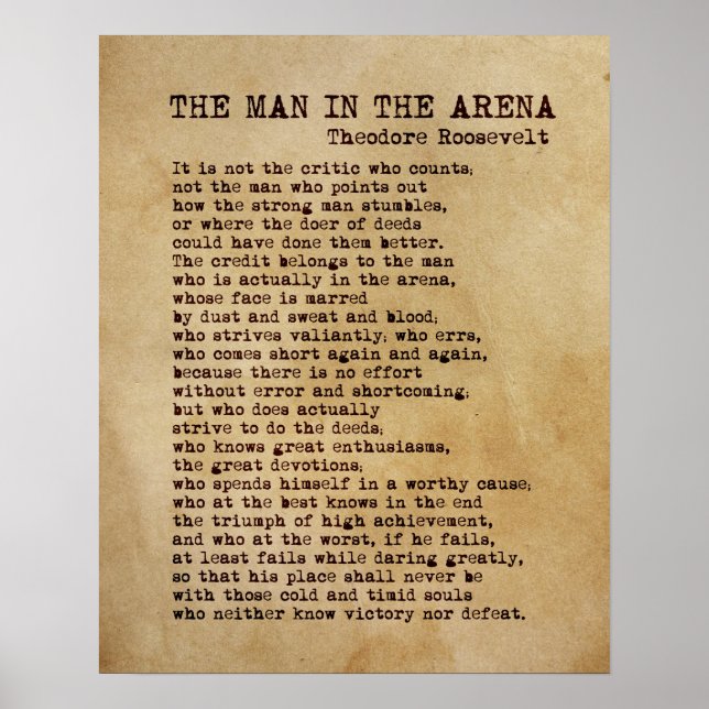 Der Mann in der Arena, Theodore Roosevelt Art Prin Poster (Vorne)