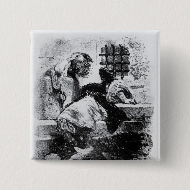 Der Mann in der Eisen-Maske in seinem Gefängnis Button (Vorderseite)