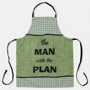 Der Mann mit dem Plan Grün und Gingham-Karo Schürze