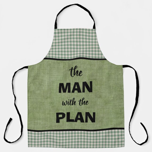 Der Mann mit Plan Green und Gingham Karo Schürze (Vorderseite)