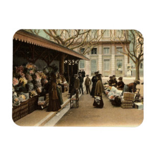 Der Markt für Blume, Cannes Frankreich, 1915 Vinta Magnet