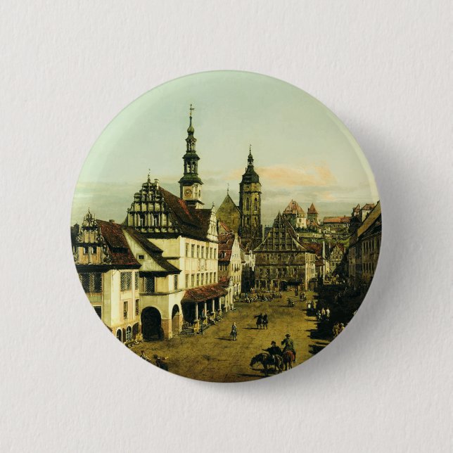 Der Marktplatz in Pirna bei Bernardo Bellotto Button (Vorderseite)