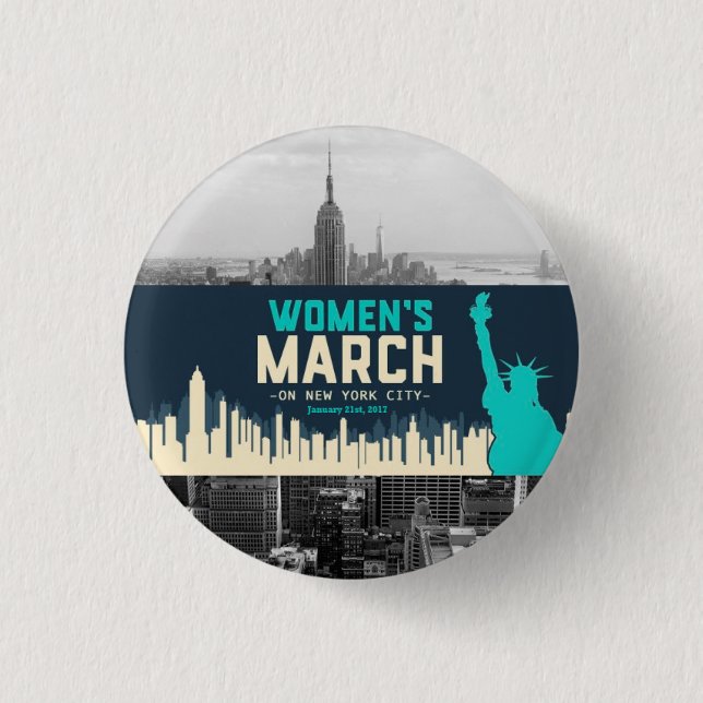 Der März der Frauen auf NYC Button (Vorderseite)
