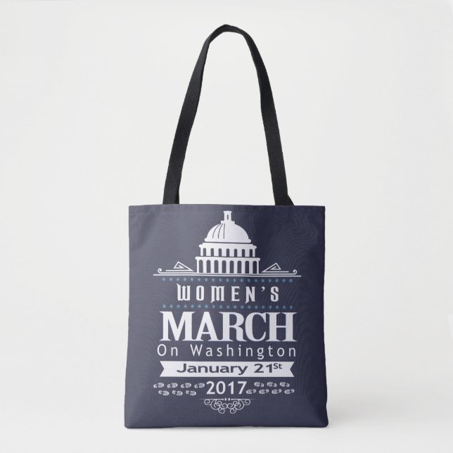 Der März Million Frauen auf Blau-Tasche Tasche (Vorderseite)