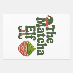 Der Matcha-Elf Lustiges Weihnachten Matcha-Getränk Geschenkpapier Set
