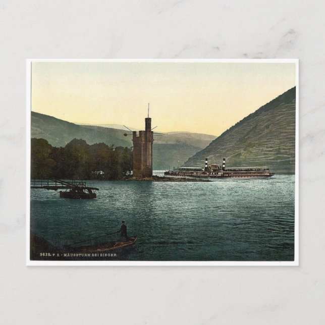 Der Mauersturm, Bingen, der Rhein, Deutschland, Ma Postkarte (Vorderseite)