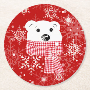 Der Maulkorb eines Eisbären, Weihnachten Runder Pappuntersetzer