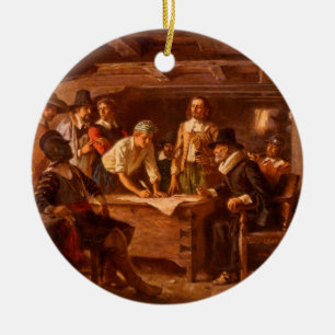 Der Mayflower Vertrag durch Jean Leon Gerome Keramikornament