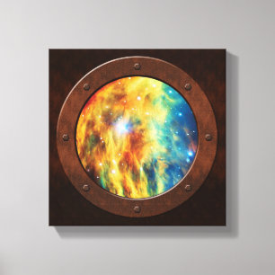 Der Medusa-Nebel Steampunk Porthole Leinwanddruck