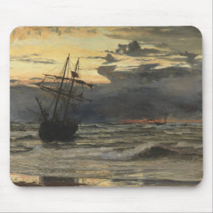 Der Meer-Strand nach einer Sturm-Zeit, Dämmerung Mousepad