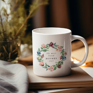 Der meistgeliebte MUTTER jemals Floralkranz Kaffeetasse