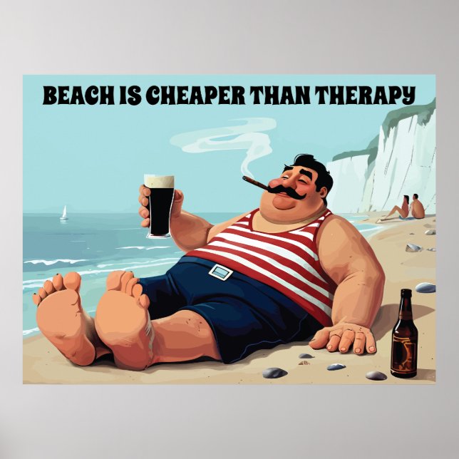 Der Mensch am Strand mit einem Bier, einem tollen  Poster (Vorne)