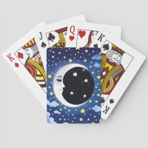 Der Mensch im Mond auf einem Sternenhimmel Spielkarten