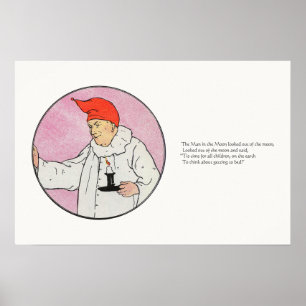 Der Mensch im Mond Gänse Kinderzimmer Rhyme Poster