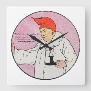 Der Mensch im Mond Gänse Kinderzimmer Rhyme Quadratische Wanduhr