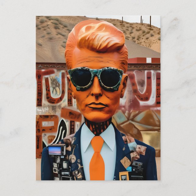 Der Mensch in Orange Krawatte eine abnehmende Gese Postkarte (Vorderseite)