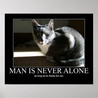 Der Mensch ist nie allein...solange Katzenarbeit Poster