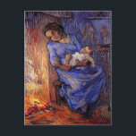 Der Mensch ist von Vincent van Gogh auf See Postkarte<br><div class="desc">Der Mann ist auf See (nach Demont-Breton) von Vincent van Gogh ist ein Vintages Porträtmalerei des Post-Impressionismus im täglichen Leben mit einer erschöpften Mutter, sie schläft, während sie ihren Säugling hält, während sie durch das Feuer behalte. Über den Künstler: Vincent Willem van Gogh war ein postimpressionistischer Maler, dessen Werk durch...</div>