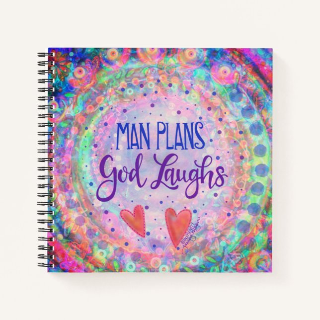 Der Mensch plant Gott lacht Hübsche Inspirivity-Ze Notizbuch (Vorderseite)