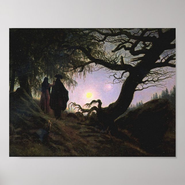 Der Mensch und die Frau, die den Mond bejubeln (Fr Poster (Vorne)