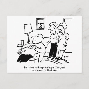 Der Mensch versucht, in Form Behalten. Funny Postkarte