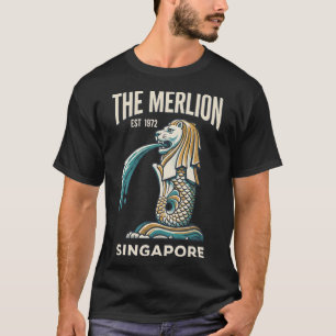 Der Merlion Singapur Vintage Reiseplakat Retro T-Shirt