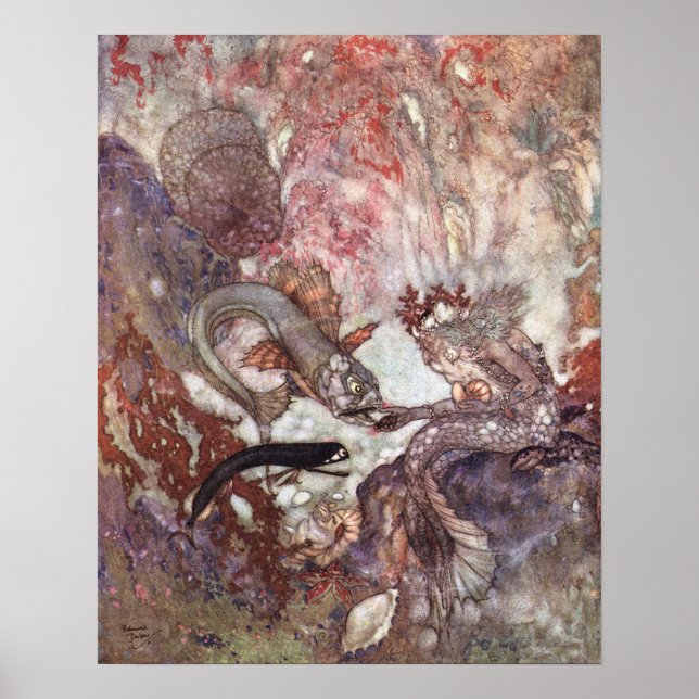 Der Merman King von Edmund Dulac Poster (Vorne)