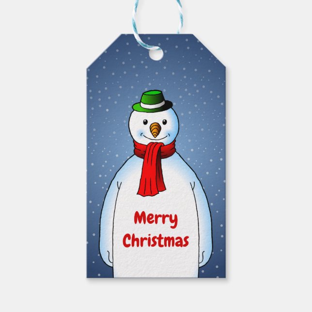 Der Merry Snowman über Weihnachts-Geschenketikette Geschenkanhänger (Vorderseite)