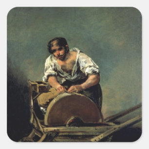 Der Messer-Schleifer, c.1808-12 Quadratischer Aufkleber