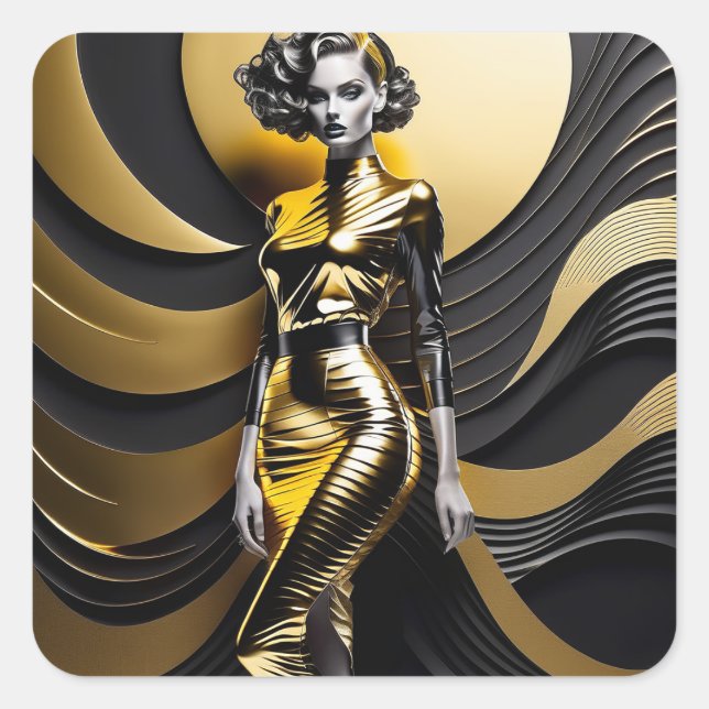 Der minimalistische Stil der Mode setzt auf klare  Quadratischer Aufkleber (Vorderseite)