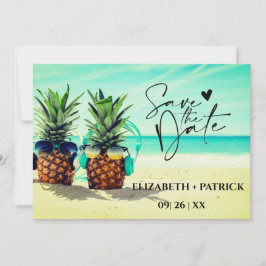 Der minimalistische, tropische Strand Save The Date