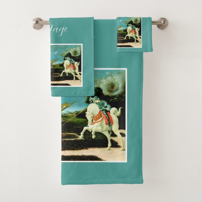 Der mittelalterliche Saint George und der Drago Badhandtuch Set (Insitu)