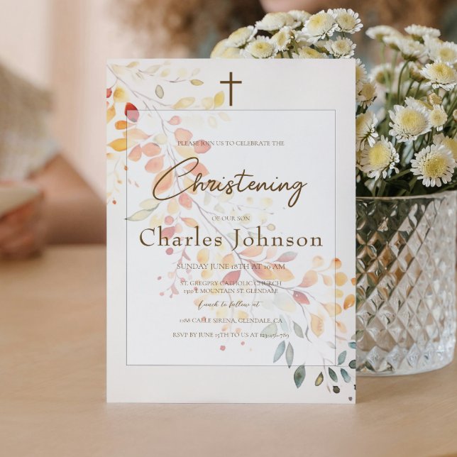 Der moderne Boho Wasserfarbe Herbst hinterlässt Bo Einladung (Von Creator hochgeladen)