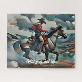 Der moderne Cowboy reiten beim Pferd
