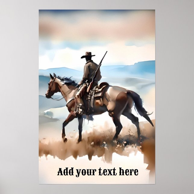 Der moderne Cowboy reiten beim Pferd Poster (Vorne)