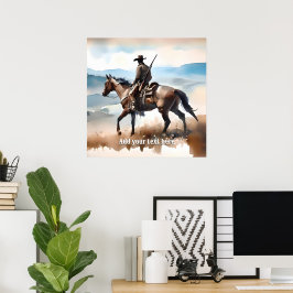 Der moderne Cowboy reiten beim Pferd Poster