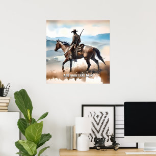 Der moderne Cowboy reiten beim Pferd Poster