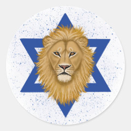 Der moderne Löwe von Juda . Davidstern Runder Aufkleber
